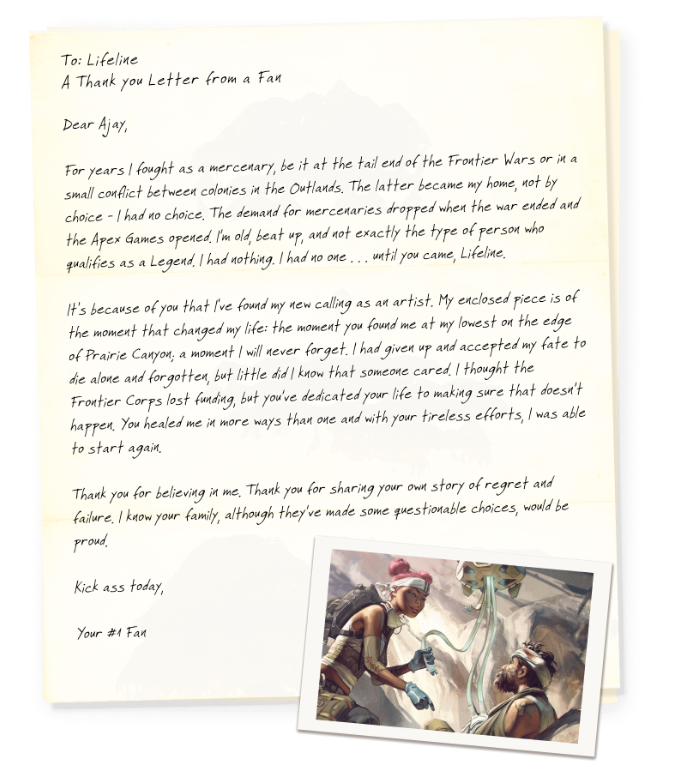 《Apex英雄》生命线的新故事：一封来自粉丝的信