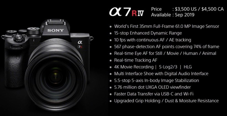 Sony全片幅相机α7R IV：6100万像素、最高可记录2亿4000万像素影像，售价3499.99美金